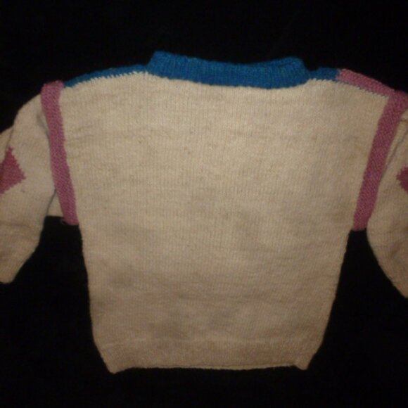 One-of-a-Kind Hand-Knit 100% Wool Oversized Sweater M/L – Chunky Off-White Artis - Picture 10 of 11